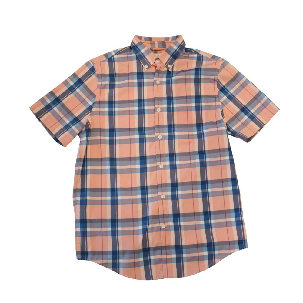 St John's Bay Men's Plaid Button-Down Shirt - Pink and Blue sz Small Classic Fit
